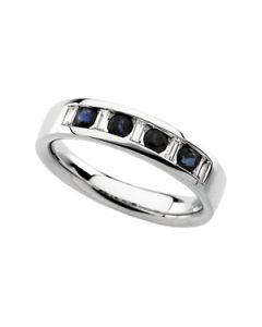 Bridal Anniversary Band 14K White Gold 1/6 Ct Tw W/Sapphire