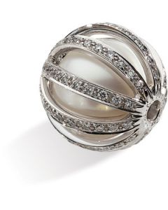 South Sea Cultured  Pearl And Diamond Ball Clasp 18K White Gold 13Mm Fine Nr