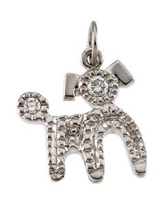 Cubic Zirconia Deco Dog 14K White Gold Deco Dog