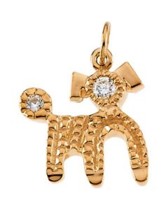 Cubic Zirconia Deco Dog 14K Yellow Gold Deco Dog