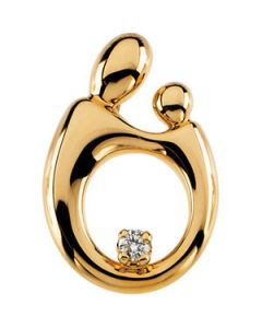 Mother & Child Lg. Diamond Pendant 14K Yellow Gold 