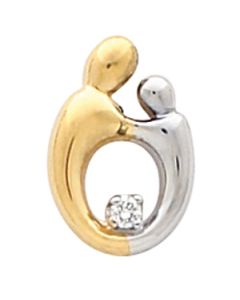 Two Tone Sm Mother & Child Dia. Pend. 14K Yellow/White Gold 