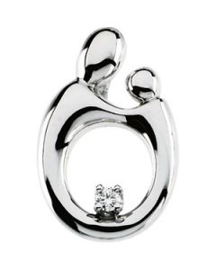 Mother & Child Lg. Diamond Pendant 14K White Gold 