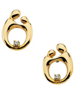 Mother & Child Diamond Post Earring With Back 14K Yellow Gold Pair 13.50X09.75 Mm;P;Mother & Child Diamond Post Earring