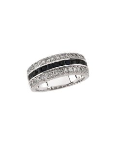 14kt White 1/2 CTW Diamond & Sapphire Anniversary Band