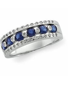 Bridal Anniversary Band 14K White Gold 1/5 Ctdw & Saph