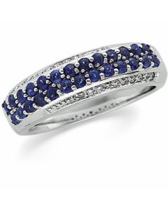 Bridal Anniversary Band 14K White Gold 1/10 Ctdw & Saph