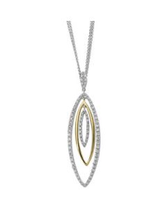 Two Tone Diamond Necklace 14K White/Yellow Gold 3/4Cttw Two Tone Diamond Fashion Necklace
