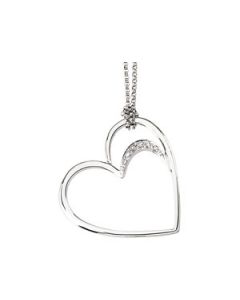 Diamond Heart Necklace 14K White Gold .05Cttw Diamond Fashion Heart Necklace