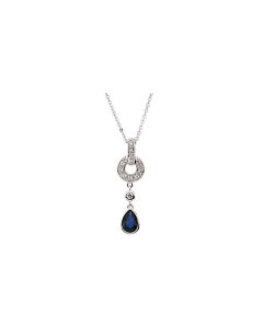 Genuine Blue Sapphire & Diamond Necklace