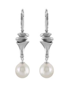 Earring With 11Mm  Pearl Sterling Silver  Pair Earring W/11Mm Pearl