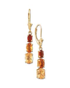 Genuine Citrine And Madeira Citrine Earring 14K Yellow Gold Pair;P;Genuine Citrine And Madeira Citrine Earring