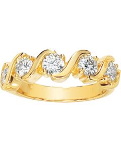 Created Moissanite Anniversary Band 14K Yellow Gold 04.00Mm=1/4Ct