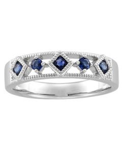 Bridal Anniversary Band Genuine Sapphire 14K White Gold Size 07.00 Bridal Anniversary Band Genuine Sapphire