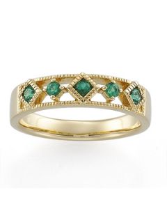 Bridal Anniversary Band Genuine Emerald 14K Yellow Gold Size 07.00 Bridal Anniversary Band Genuine Emerald