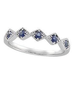 Bridal Anniversary Band Genuine Sapphire 14K White Gold Size 07.00 Bridal Anniversary Band Genuine Sapphire