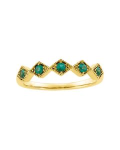 Bridal Anniversary Band Genuine Emerald 14K Yellow Gold Size 07.00 Bridal Anniversary Band Genuine Emerald