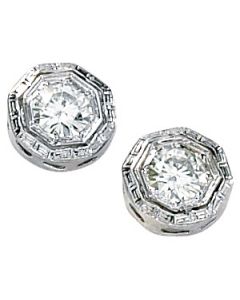 Created Moissanite Earring 14K White Gold Pair 03.50Mm=1/3Cttw