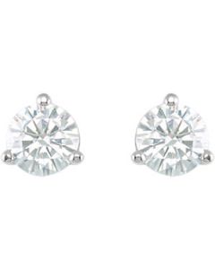 14K White 4.5mm Round Created Moissanite 3-Prong Threaded Post Stud Earrings
