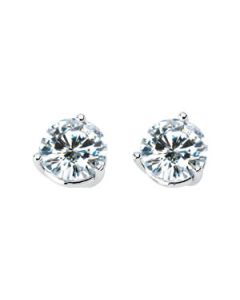 Created Moissanite Solitaire Three Prong Round Earring 14K White Gold Pair 07.50 Mm=3 Cttw;P;Created Moissanite Three Prong Round Earring