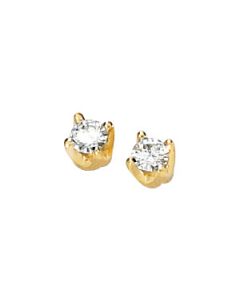 Created Moissanite Solitaire Solstice Earring 14K Yellow Gold Pair 03.00Mm=1/5Cttw