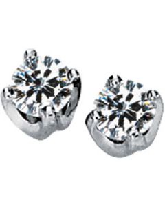 Created Moissanite Solitaire Solstice Earring 14K White Gold Pair 03.00Mm/ 1/5Cttw