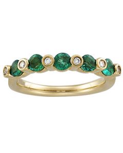 Anniversary Band Genuine Emerald/Diamond 14K Yellow Gold Size 07.00 .08 Dwt Anniversary Band Genuine Emerald/Diamond