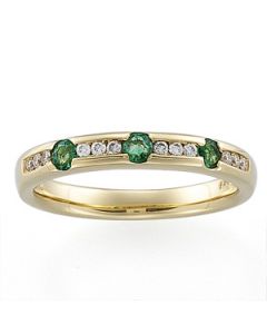 Anniversary Band Genuine Emerald/Diamond 14K Yellow Gold Size 07.00 1/10Tdw;P;Anniversary Band Genuine Emerald/Diamond