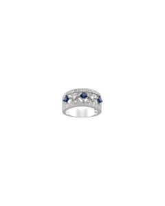 Blue Sapphire & Diamond Anniversary Band