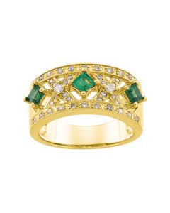 Anniversary Band Genuine Emerald/Diamond 14K Yellow Gold Size 07.00 1/4 Dwt Anniversary Band Genuine Emerald/Diamond