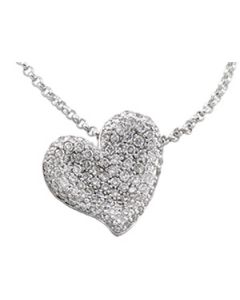 Diamond Heart Necklace 14K White Gold 1/2 Ct Tw Diamond Heart Necklace