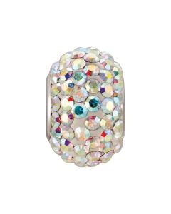 Sterling Silver 12x8mm Crystal Aurora Borealis Pave' Bead