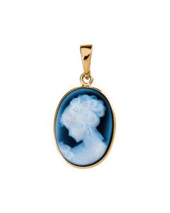 Agate Cameo Pendant 14K Yellow Gold 17.70X13.50