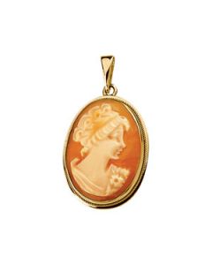 Carnelian Shell Cameo Pendant 14K Yellow Gold 23.00X17.70 Carnelian Shell Cameo Pendant