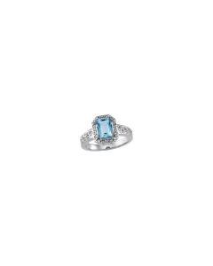 Genuine Aquamarine & Diamond Ring