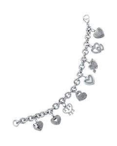 Cubic Zirconia Heart Bracelet Sterling Silver  07.50 Inch Cubic Zirconia Bracelet
