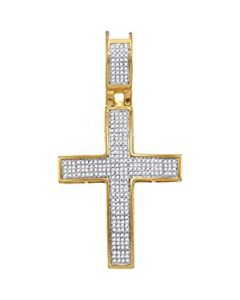 10kt Yellow Gold Mens Diamond Symmetrical Christian Cross Charm Pendant 1/2 Cttw 