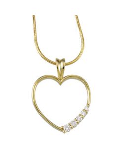 Journey Diamond Heart Pendant 14K White Gold 1/5 Cttw;Diamond Heart Pendant