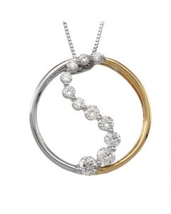 Journey Two Tone Diamond Pendant 14K White/Yellow Gold 1/2 Ct Tw Journey Two Tone Diamond Pendant