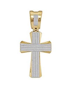 10kt Yellow Gold Mens Diamond Flared Pattee Cross Religious Charm Pendant 3/4 Cttw 
