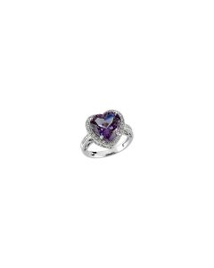 14kt White Amethyst & 1/6 CTW Diamond Ring