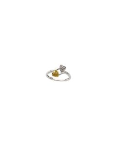 Natural Yellow & White Diamond Heart Ring