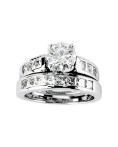 Created Moissanite Engagement Ring 14K White Gold 