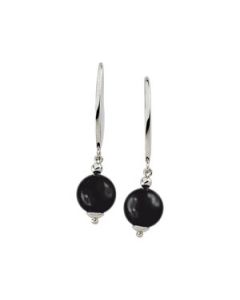 Genuine Onyx Earrings Sterling Silver  Pair 10.00 Mm Genuine Onyx Earrings