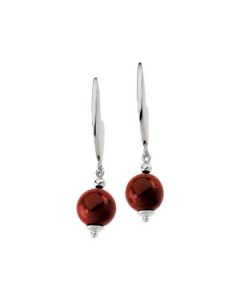 Genuine Dyed Red Coral Earring Sterling Silver  Pair 10.00 Mm Genuine Dyed Red Coral Earring