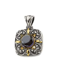 Genuine Cab Amethyst Pendant Sterling Silver & 14K Yellow Gold 08.00 Mm;P;Genuine Cab Amethyst Pendant