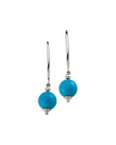 Genuine Turquoise Earring Sterling Silver  Pair 10.00 Mm;P;Genuine Turquoise Earring