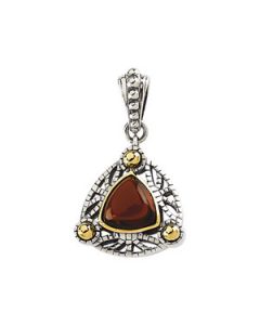 Genuine Cab Mozambique Garnet Pendnant Sterling Silver & 14K Yellow Gold Genuine Cab Almandine Garnet Pendnant