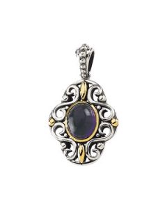 Genuine Cab Amethyst Pendant Sterling Silver & 14K Yellow Gold 10.00X08.00 Mm Ss/14Ky Genuine Cab Amethyst Pendant