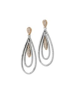 14Kw_14Kr Diamond Earring 14K White/Rose Gold Pair 1 1/2 Ct Tw